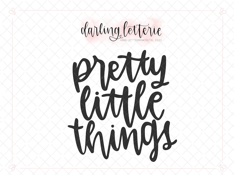 Pretty little things hand lettered clip art or cut file for Cricut, Silhouette, & more SVG, PNG, PDF ring dish, jewelry image 1