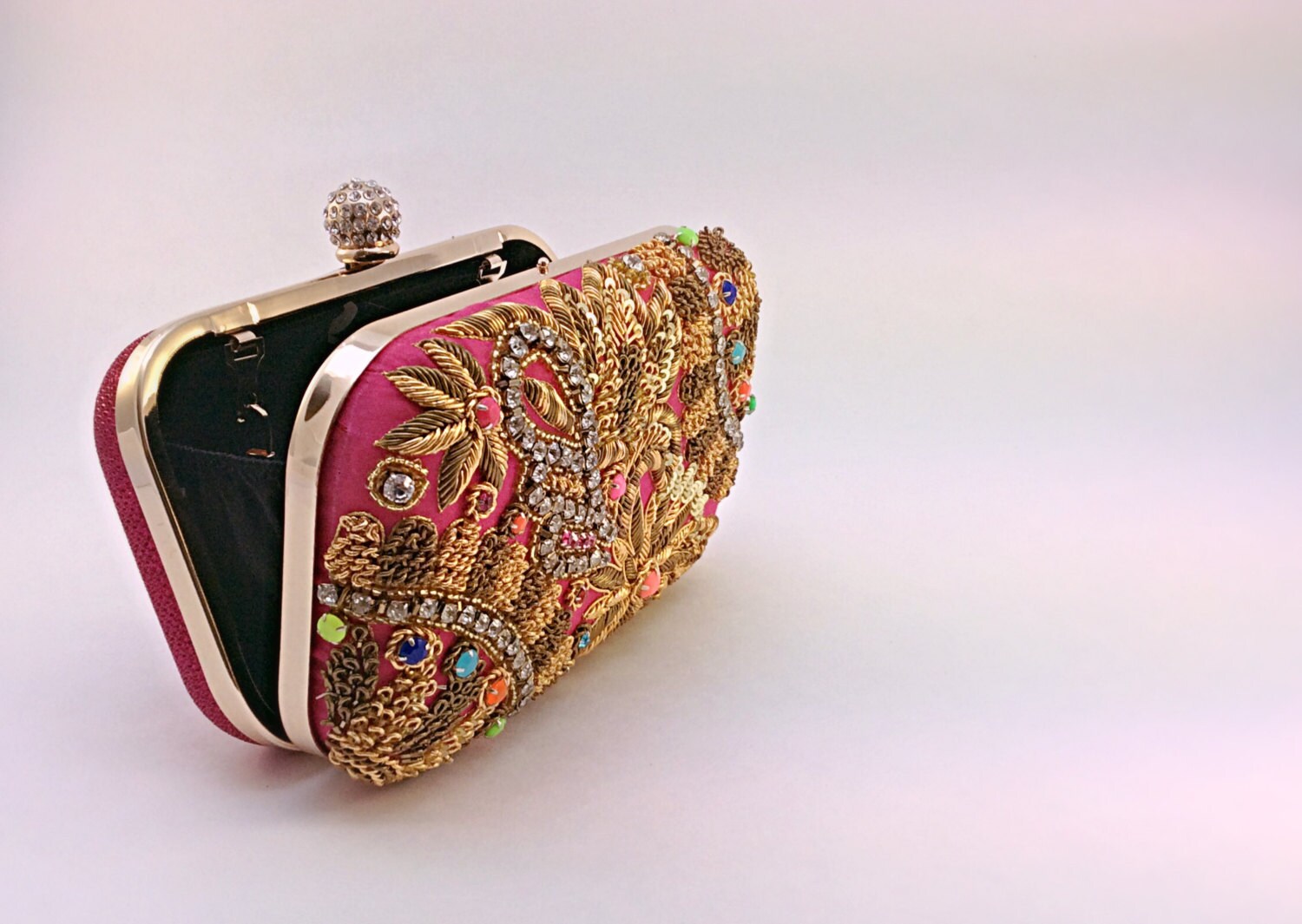 Pink Gold Box Clutch, Luxury Clutch, Unique Design,evening Bag