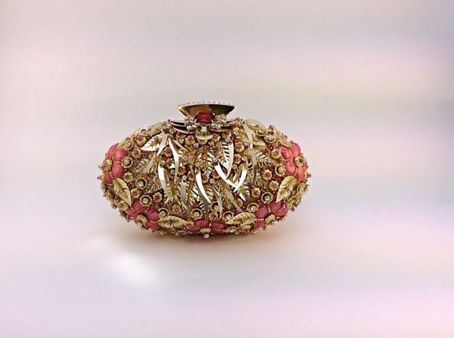 Unique Beaded Clutch, Embellished Clutch,crystal Clutch,gold and Pink Clutch,embroidery Clutch