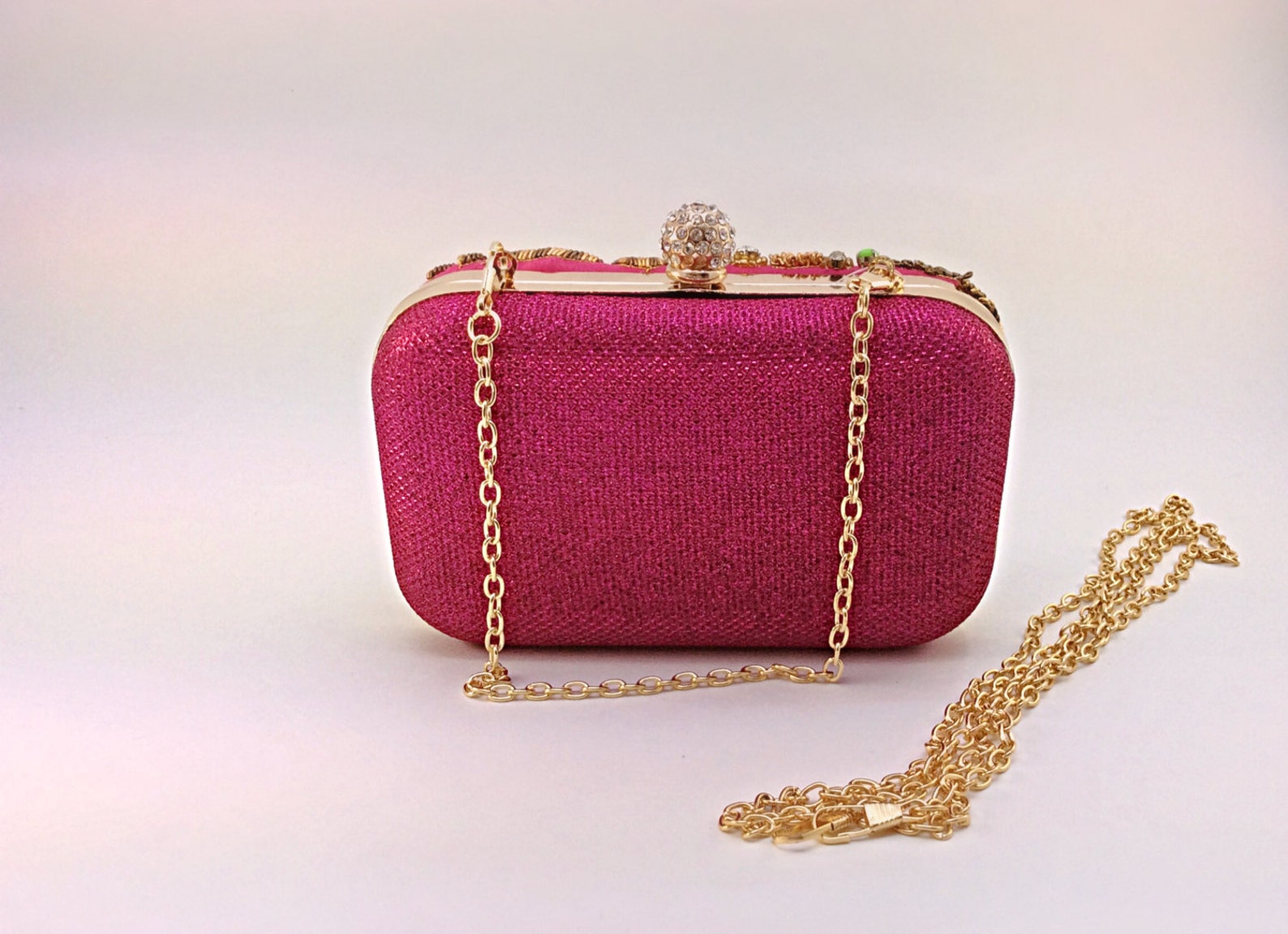 Pink Gold Box Clutch, Luxury Clutch, Unique Design,evening Bag