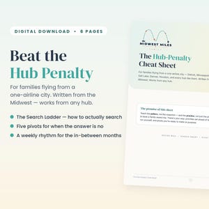 Può includere: Un download digitale di sei pagine intitolato Beat the Hub Penalty, che include The Hub-Penalty Cheat Sheet. Il documento contiene testo sui voli da città servite da una sola compagnia aerea, The Search Ladder, cinque pivot e un ritmo settimanale.