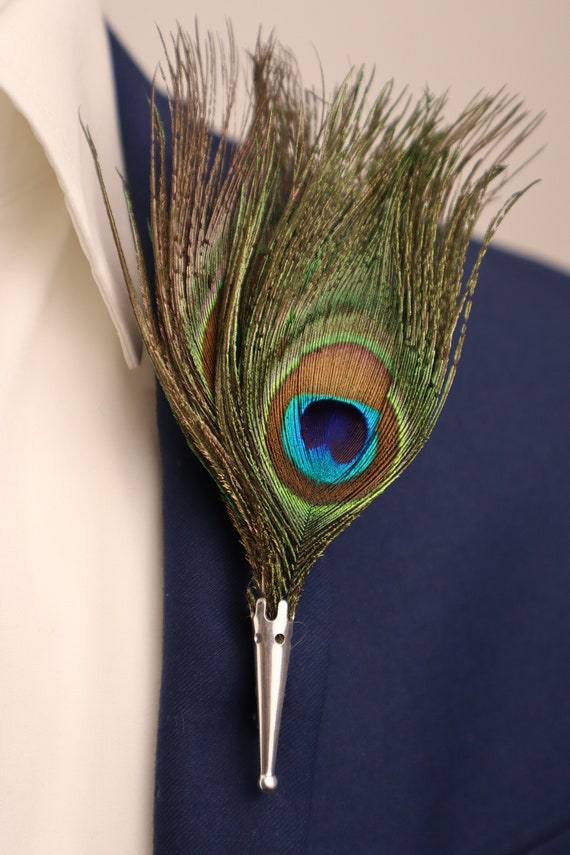 Peacock cheap feather pin