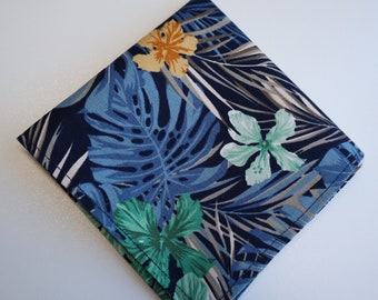Navy and Mustard Tropical Print Pocket Square