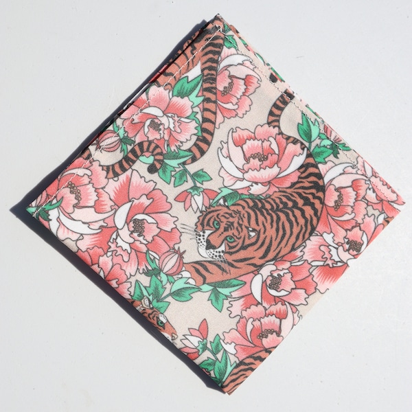 Tiger Roses Print Cotton Pocket Square