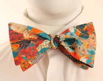 Orange Geometric Bow Tie – Self-Tie or Pre-Tied Options