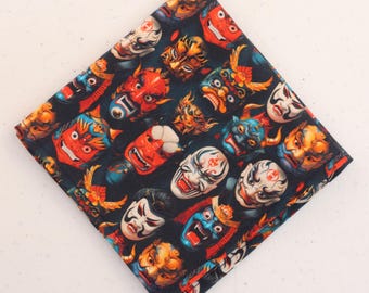 Japanese Masks Pocket Square