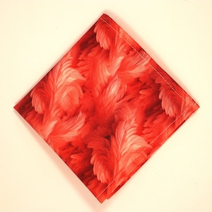 Flamingo Pink Feather Print Pocket Square