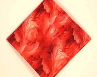 Flamingo Pink Feather Print Pocket Square