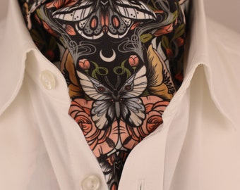 Moth Floral Print Cotton Ascot Cravat