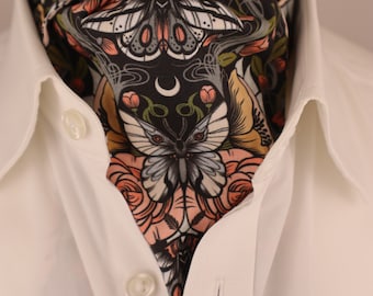 Moth Floral Print Ascot Cravat