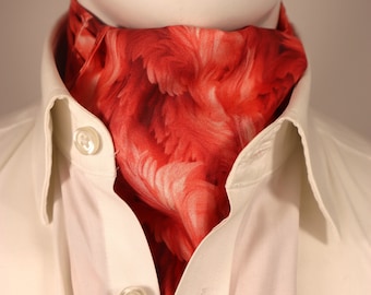 Flamingo Pink Feather Print Ascot Cravat