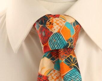 Orange Geometric Neck Tie