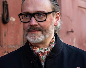 Tiger and Roses Print Ascot Cravat