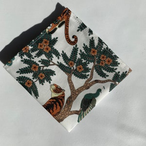 Tiger Peacock Print Cotton Pocket Square