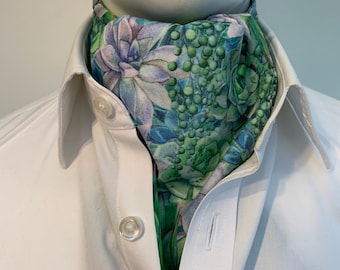 Succulent Plant Print Cotton Ascot Cravat