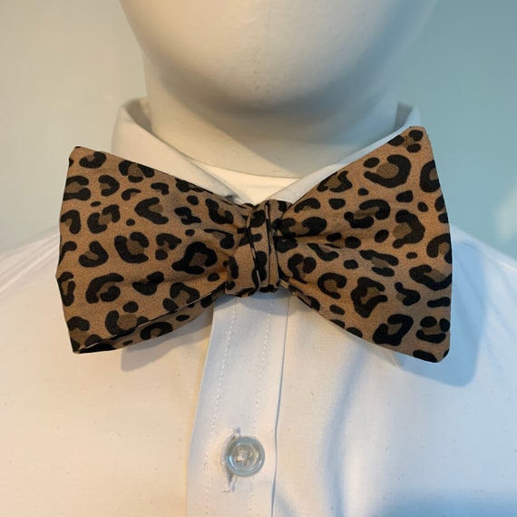 mens leopard bow tie