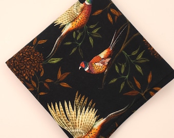 Pheasant Print Pocket Square