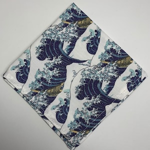 Hokusai pochet met grote golfprint