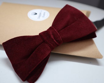 Velvet Bow Tie Burgundy - Ready Tied