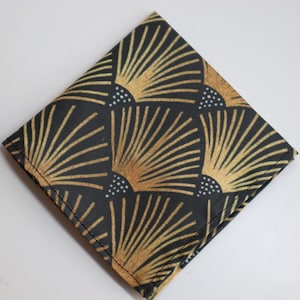 Art Deco Black Gold Print Cotton Pocket Square