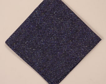 Navy Blue Tweed Print Pocket Square
