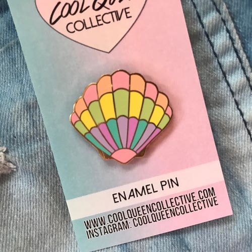 Pastel Rainbow Shell Enamel Pin - Etsy