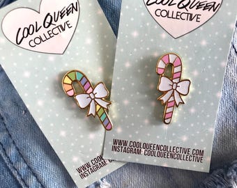 Candy Cane Enamel Pin (Rainbow or Pink / White)