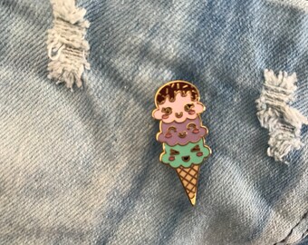 Pastel Ice Cream Cone Enamel Pin