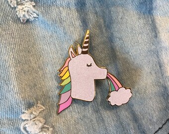 Pastel Rainbow Glitter Unicorn Enamel Pin