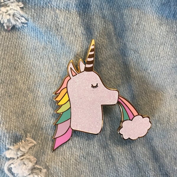 Pastel Rainbow Glitter Unicorn Enamel Pin