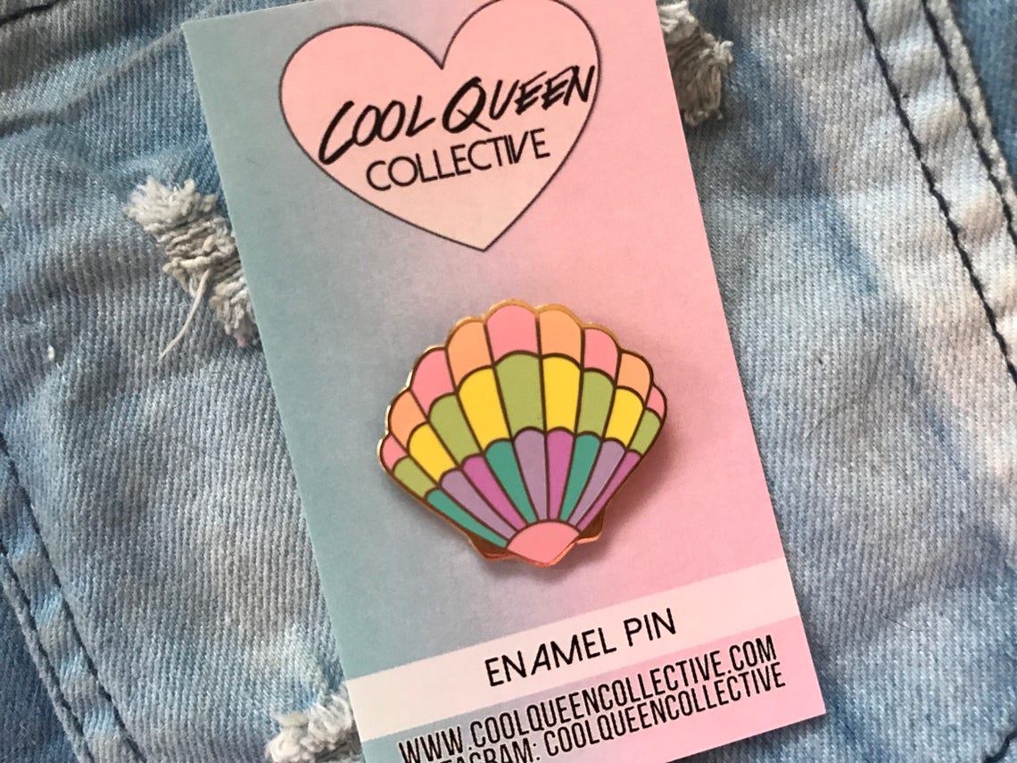 Pastel Rainbow Shell Enamel Pin - Etsy