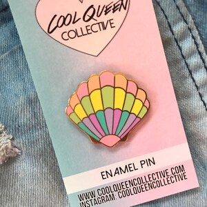 Pastel Rainbow Shell Enamel Pin - Etsy
