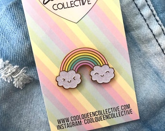 Happy Rainbow GLITTER Enamel Pin