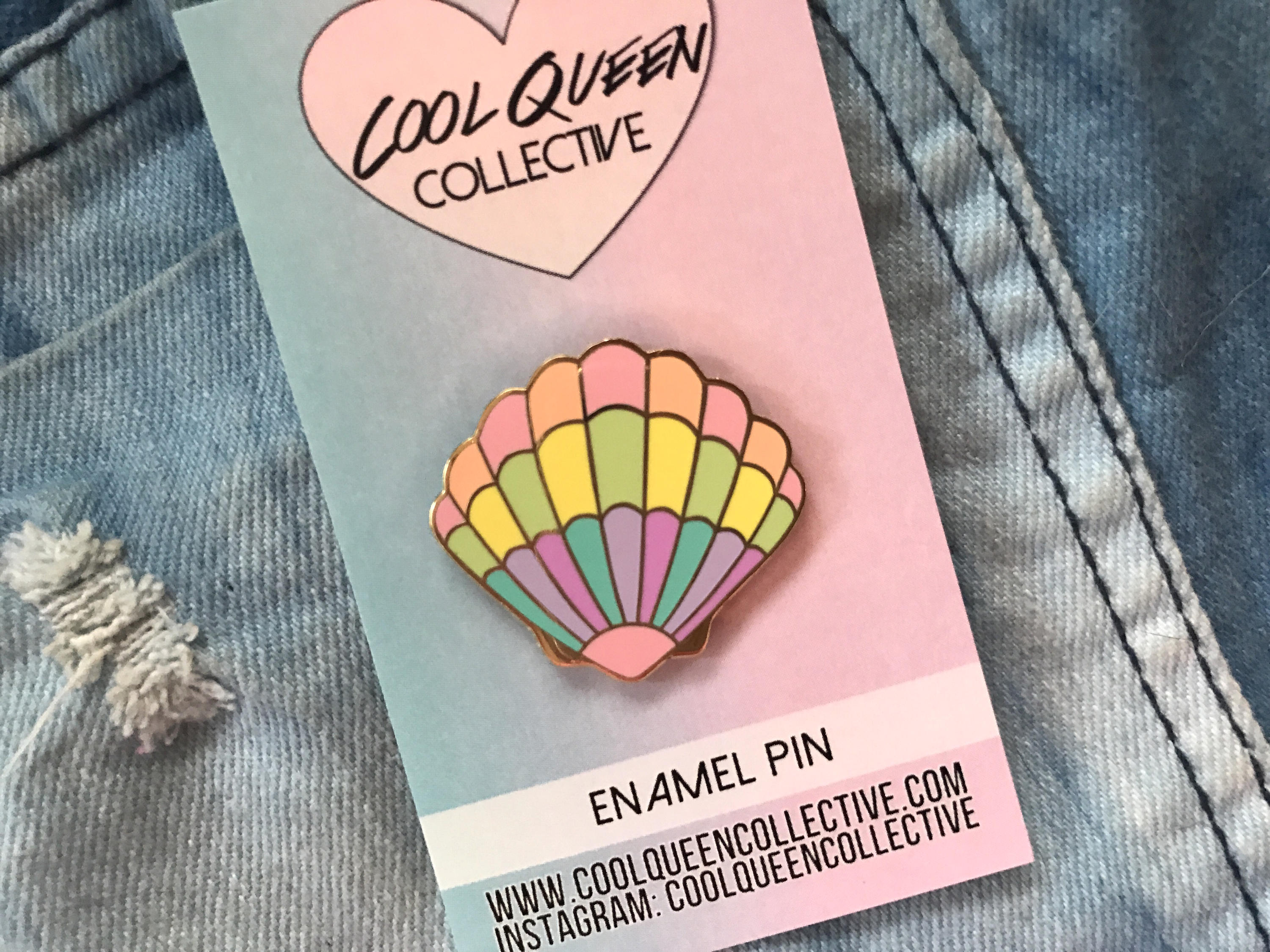 Pastel Rainbow Shell Enamel Pin - Etsy