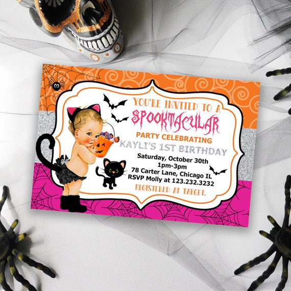 Baby Pierwsze Urodziny Halloween Zaproszenie Do Druku Etsy