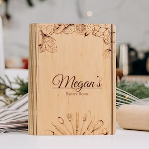 Personalized Wooden Recipe Book | Custom Family Cookbook