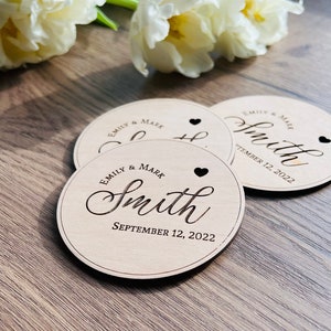 Personalized Wood Coasters – Rustic Wedding Favors Bulk – Custom Engraved Gift – Eco-Friendly Housewarming Decor