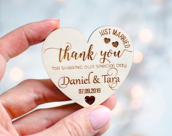 Thank you Wedding Favor Tags, Wedding Favors Magnet, Thank you Tags, Rustic Tags,Personalized Tags, Hearts Tags, Wood Tags,Wedding gift Tags