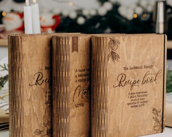 Carpeta de recetas de madera contrachapada personalizada: Libro de cocina familiar personalizado