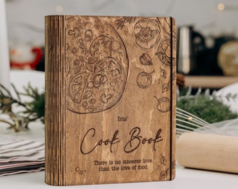 Libro de recetas de madera personalizado: Libro de cocina para heredar de familia