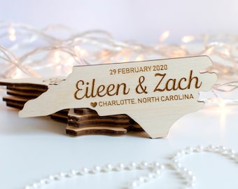 North Carolina Save the Date Magnet: Rustic Wood Wedding Favor