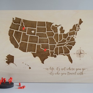 Push Pin Carte Custom Tavel Carte push pin carte usa US Map Wall Art Anniversaire Cadeau cadeau cadeau idée push pin travel carte en bois