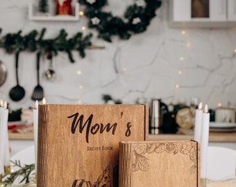 Carpeta de madera personalizada para recetas: Diario de recuerdos familiares