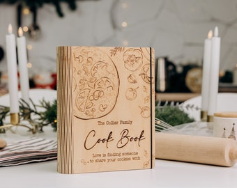 Personalized Wooden Recipe Book: Custom Cookbook Binder