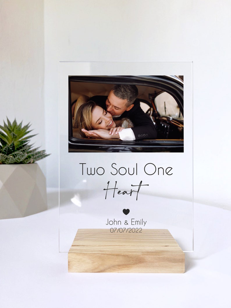 Engagement Gifts for Couple / Engagement Frame/ 2nd Anniversary Gift/ Engagement Present/ Newly Engaged/ Personalized Acrylic Photo Plaque Des5