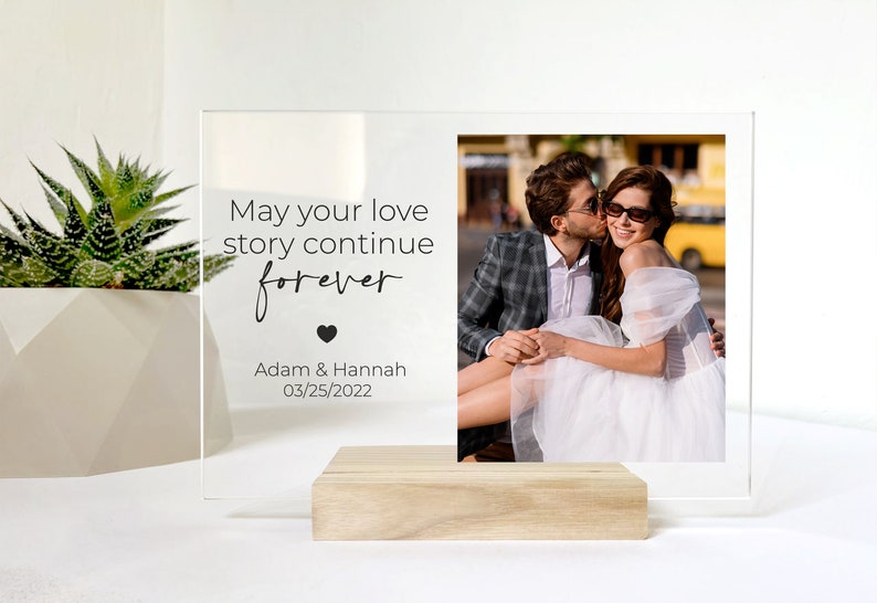 Engagement Gifts for Couple / Engagement Frame/ 2nd Anniversary Gift/ Engagement Present/ Newly Engaged/ Personalized Acrylic Photo Plaque Des3