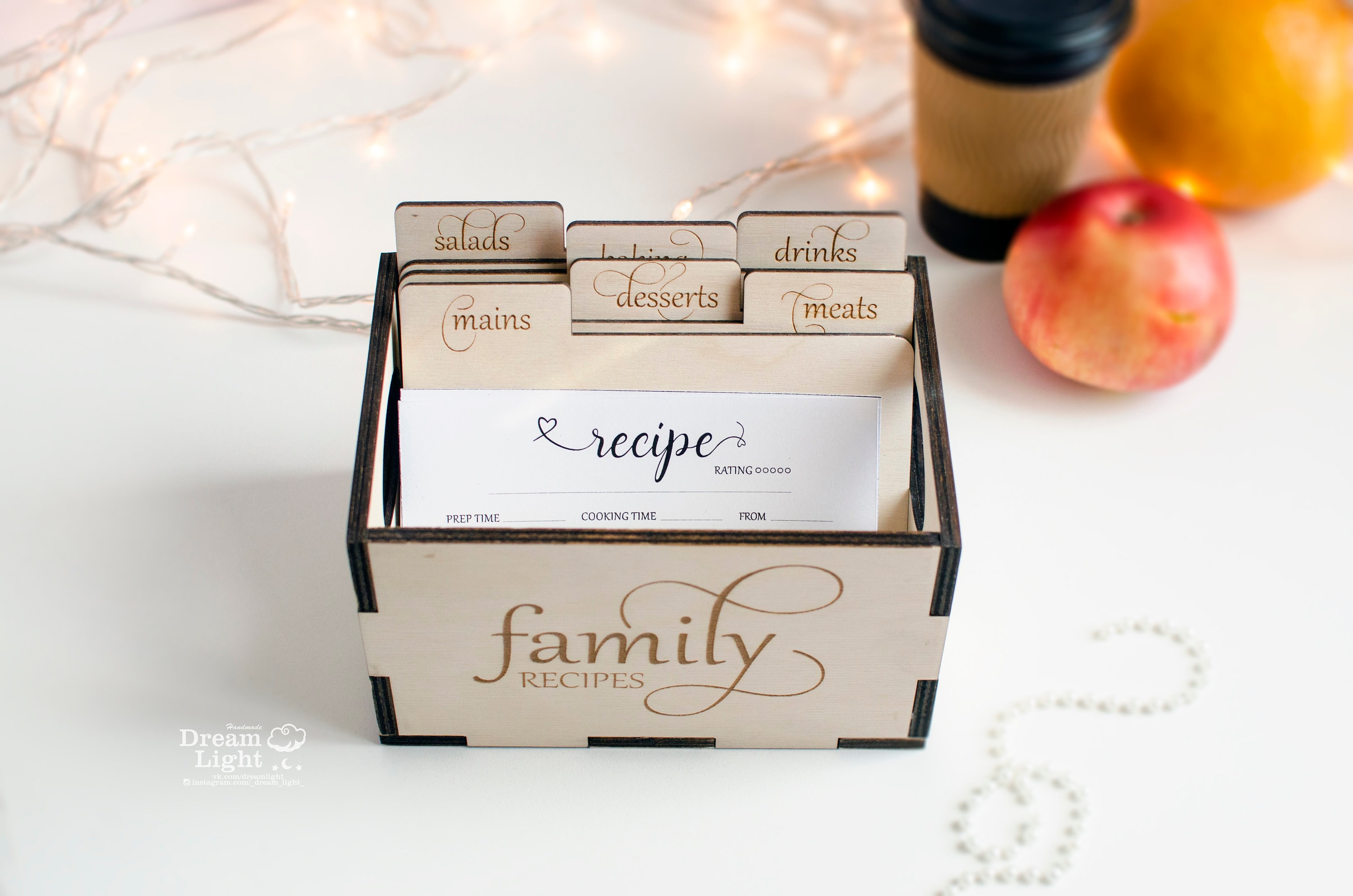 Recipe Box Recipe Cards Recipe Holder Wooden Recipe Dividers Etsy