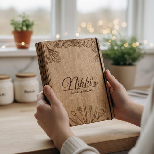 Personalized Wooden Recipe Book | Family Cookbook, Anniversary Gift