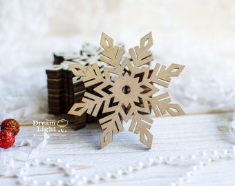 Conjunto de 10 madera de Navidad copo de nieve madera de Navidad árbol de Navidad en blancos artesanía etiquetas colgantes decoración