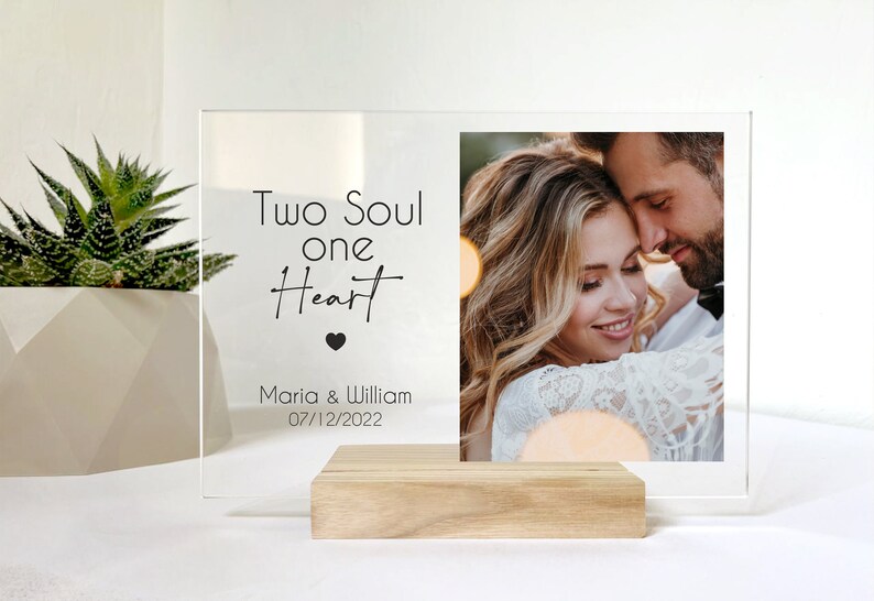 Engagement Gifts for Couple / Engagement Frame/ 2nd Anniversary Gift/ Engagement Present/ Newly Engaged/ Personalized Acrylic Photo Plaque Des2